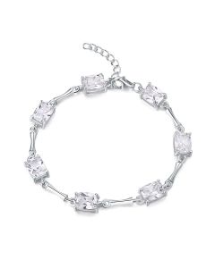 Sterling Silver Bracelet for Women Radiant Cut White Cubic Zirconia