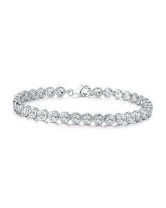 Bezel Set Sterling Silver Tennis Bracelet 4mm White Cubic Zirconia