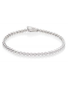 Diamond Tennis Bracelet 2ct G/HSI Quality Bezel Set 9K White Gold