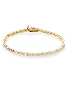 Diamond Tennis Bracelet 2ct G/HSI Quality Bezel Set 9K Yellow Gold