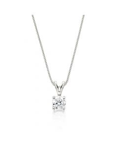 Solitaire 0.20ct 4 Claw Round Diamond Pendant In 9K White Gold