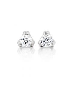Diamond Stud Earrings 0.20ct 3 Claw 18K White Gold-G/HSI