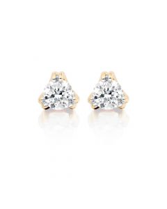 Diamond Stud Earrings 0.20ct 3 Claw 18K Yellow Gold-G/HSI