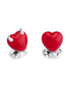 Deakin & Francis Sterling Silver Naughty & Nice Heart Cufflinks