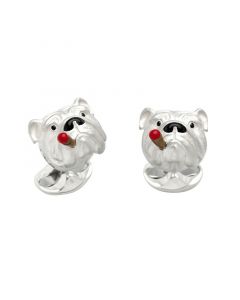 Deakin & Francis Bull Dog Cufflinks In Sterling Silver With Enamel