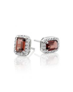 1.30ct Garnet And 0.15ct Diamond Stud Earrings In 9K White Gold