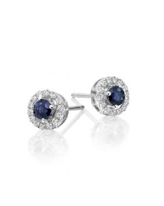 0.45ct Sapphire Earrings with Diamond Halo 18K White Gold