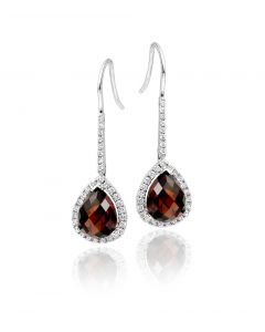 3.25ct Garnet And 0.33ct Diamond Earrings In 9K White Gold