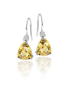 Citrine & Diamond Drop Earrings 4.60ct Citrine 9K White Gold