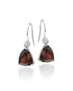 6.00ct Garnet And 0.10ct Diamond Earrings In 18K White Gold