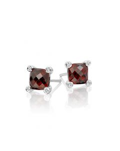 2.75ct Garnet And 0.05ct Diamond Stud Earrings In 9K White Gold