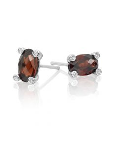 2.50ct Garnet And 0.05ct Diamond Stud Earrings In 9K White Gold