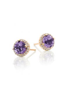 Amethyst & Diamond Stud Earrings 1.60ct Amethyst 9K Yellow Gold