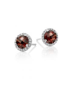 2.30ct Garnet And 0.12ct Diamond Stud Earrings In 9K White Gold