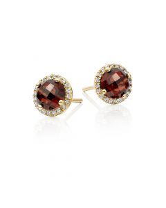 2.30ct Garnet And 0.12ct Diamond Stud Earrings In 9K Yellow Gold
