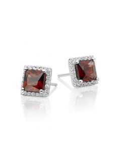 1.80ct Garnet And 0.19ct Diamond Stud Earrings In 9K White Gold