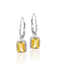 Citrine & Diamond Earrings 2.10ct Citrine 9K White Gold