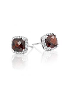 2.50ct Garnet And 0.16ct Diamond Stud Earrings In 9K White Gold