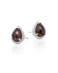 2.50ct Garnet And 0.16ct Diamond Stud Earrings In 9K White Gold