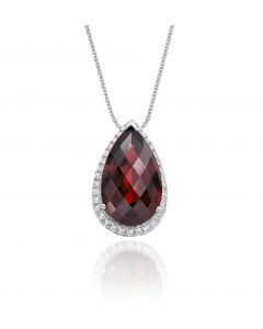 5.30ct Garnet With 0.17ct Diamond Pendant In 9K White Gold