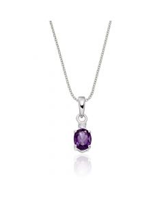 0.65ct Amethyst With 0.04ct Diamond Pendant In 9K White Gold