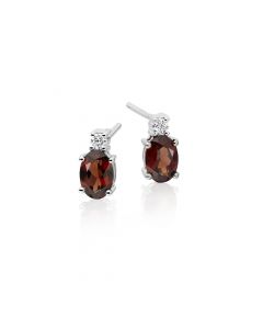 1.50ct Garnet And 0.07ct Diamond Stud Earrings In 9K White Gold