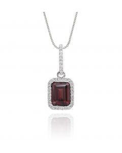 1.80ct Garnet With 0.15ct Diamond Pendant In 9K White Gold