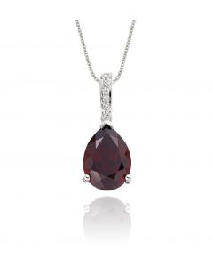 3.50ct Garnet With 0.05ct Diamond Pendant In 9K White Gold