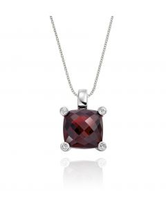 4.65ct Cushion Garnet With 0.03ct Diamond Pendant In 9K White Gold