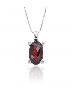 4.20ct Garnet With 0.03ct Diamond Pendant In 9K White Gold