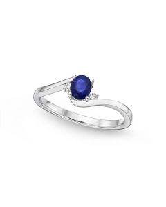 Sapphire Ring 4x5mm Blue Sapphire & 0.03ct Diamonds in 18K White Gold