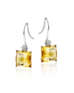 Citrine & Diamond Drop Earrings 5.50ct Citrine 9K White Gold