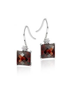 8.00ct Garnet And 0.06ct Diamond Earrings In 9K White Gold