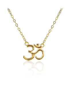 Yellow Gold Plated Sterling Silver Divine OM Pendant Necklace