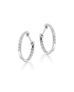 Diamond Hoop Earrings 0.25ct Glamour Diamond Hoops 18K White Gold 