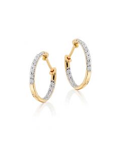 Diamond Hoop Earrings 0.25ct Glamour Diamond Hoops 18K Yellow Gold 