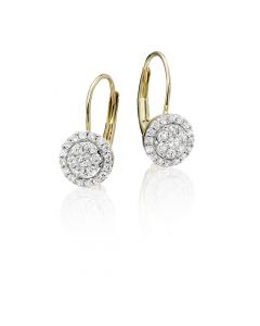 Solar Diamond Cluster Earrings 0.33ct Drop Earrings 9K Yellow Gold
