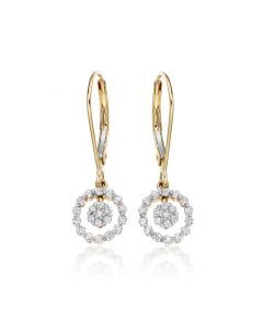 Orbit Diamond Cluster Earrings 0.40ct Drop Earrings 9K Yellow Gold