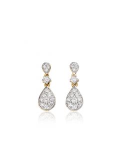 Rain Drop 0.40ct Diamond Earrings In 9K Yellow Gold