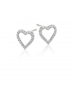 Diamond Heart Earrings 0.25ct Open Heart Studs 18K White Gold
