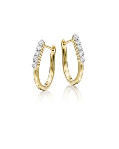 Diamond Hoop Earrings 0.25ct Quinate Diamond Hoops 9K Yellow Gold
