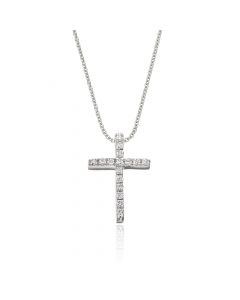 Diamond Cross Pendant 0.10ct In 9K White Gold