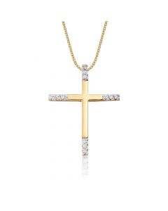 Classic Diamond Cross Pendant 0.15ct In 9K Yellow Gold
