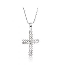 Diamond Cross Pendant 0.17ct In 9K White Gold