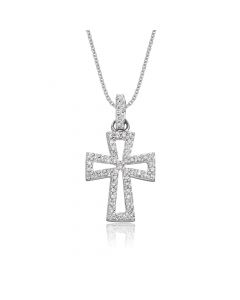 Diamond Cross Pendant 0.15ct In 9K White Gold