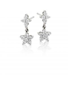 Flower Drop 0.50ct Diamond Earrings In 18K White Gold