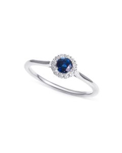 Sapphire Ring 0.42ct Blue Sapphire & 0.09ct Diamonds 9K White Gold