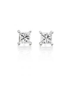 Diamond Stud Earrings 0.40ct Square Princess Diamond 9K White Gold