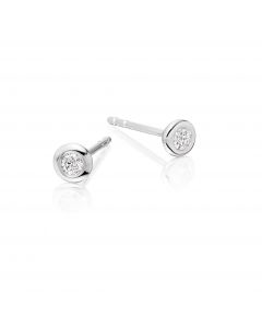 Diamond Stud Earrings 0.10ct Bezel Set Studs 18K White Gold-G/HSI