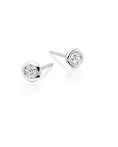 Diamond Stud Earrings 0.20ct Bezel Set Studs 18K White Gold-G/HSI